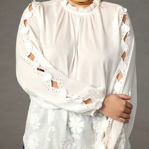Anthropologie Cream Eyelet Blouse